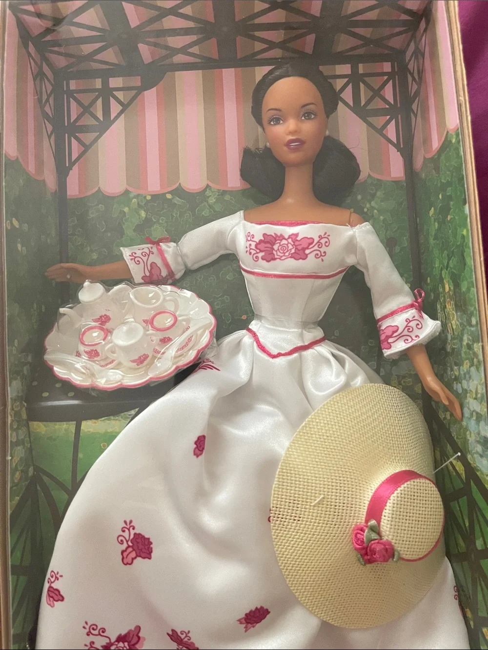 Mattel Barbie Victorian Tea Box with Pink, Cream, Green and Black Artwork